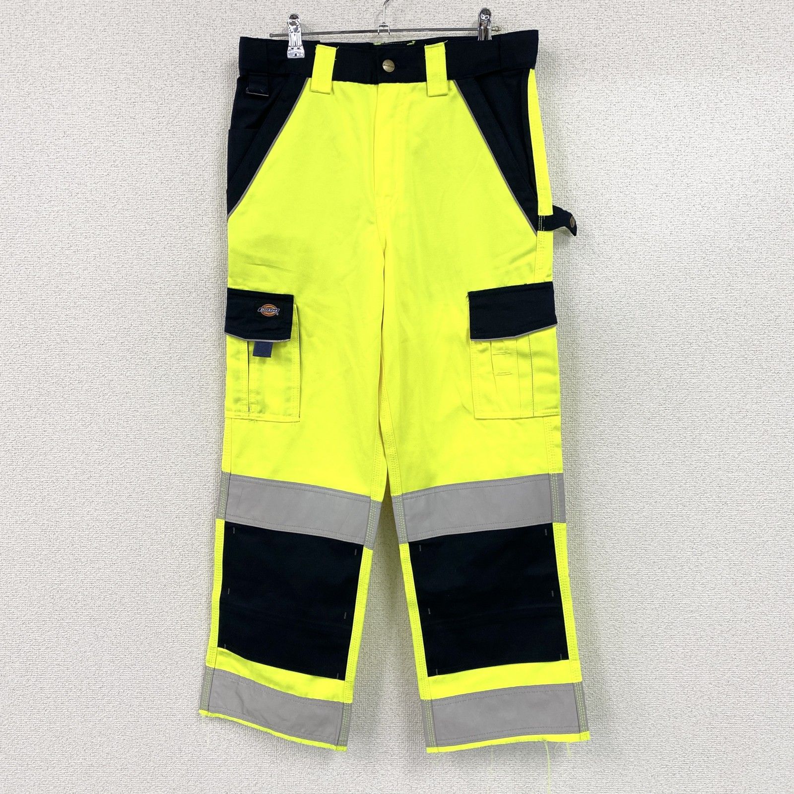 Dickies　ディッキーズ　ヨーロッパ限定企画モデル　Industry Hi-Vis Trousers　ワークパンツ　ジップフライ　蛍光　ネオンイエロー　40Tサイズ　古着