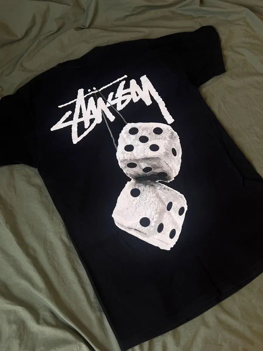 STUSSY ファジー DICE 半袖 S ブラック