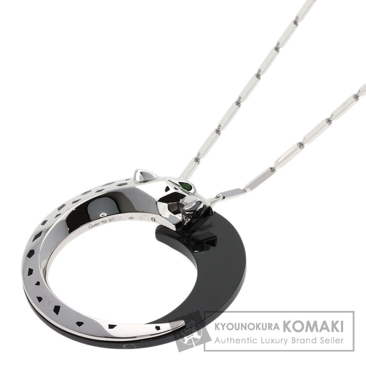 CARTIER カルティエ パンテール ドゥ カルティエ オニキス ガーネット ネックレス K18WG セラミック レディース [中古]