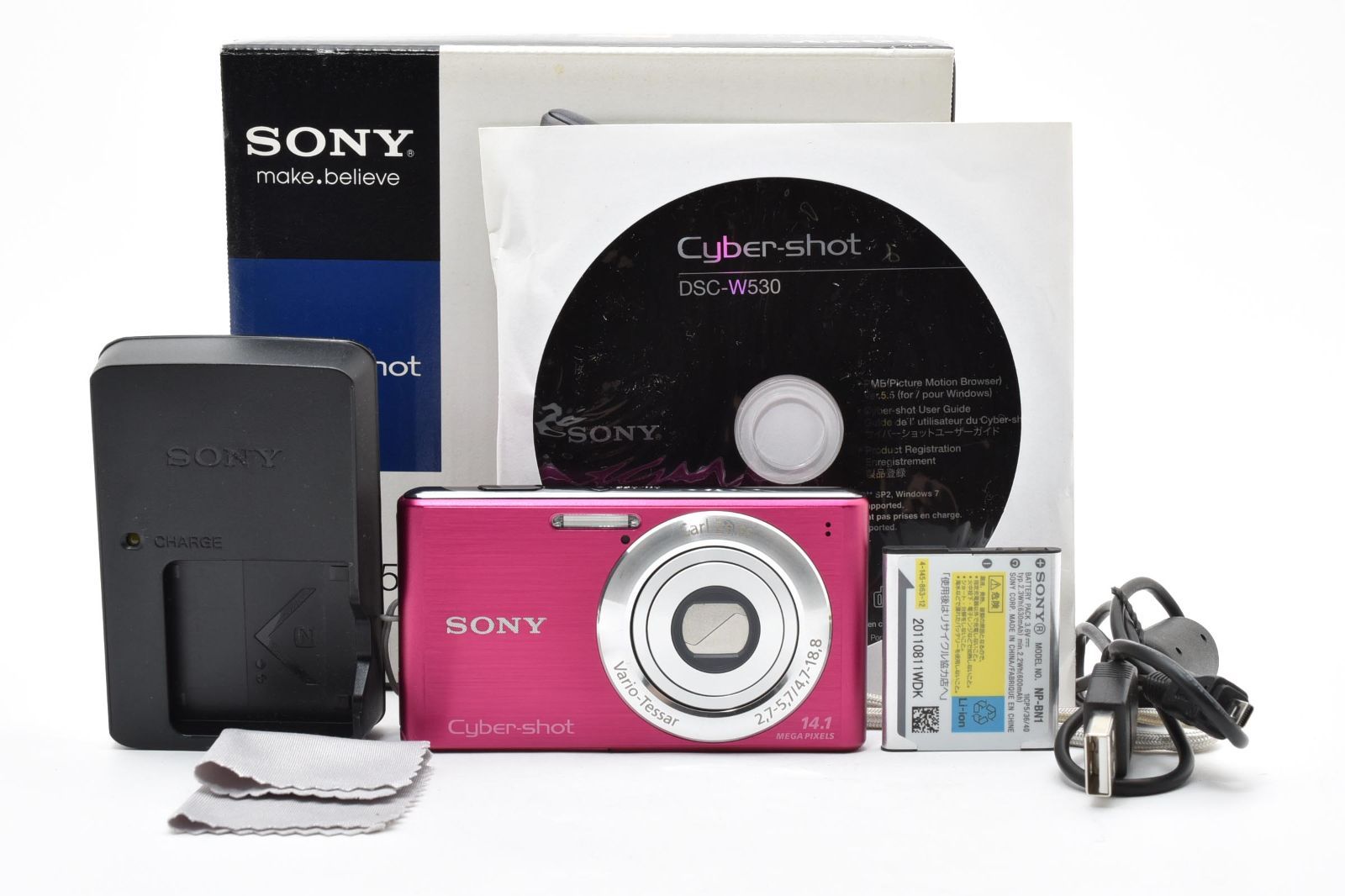 ■ 美品 ■ ソニー　SONY Cyber-shot DSC-Ｗ530 ピンク 《動作確認済・附属品多数》 コンパクト デジタル カメラ #A1212