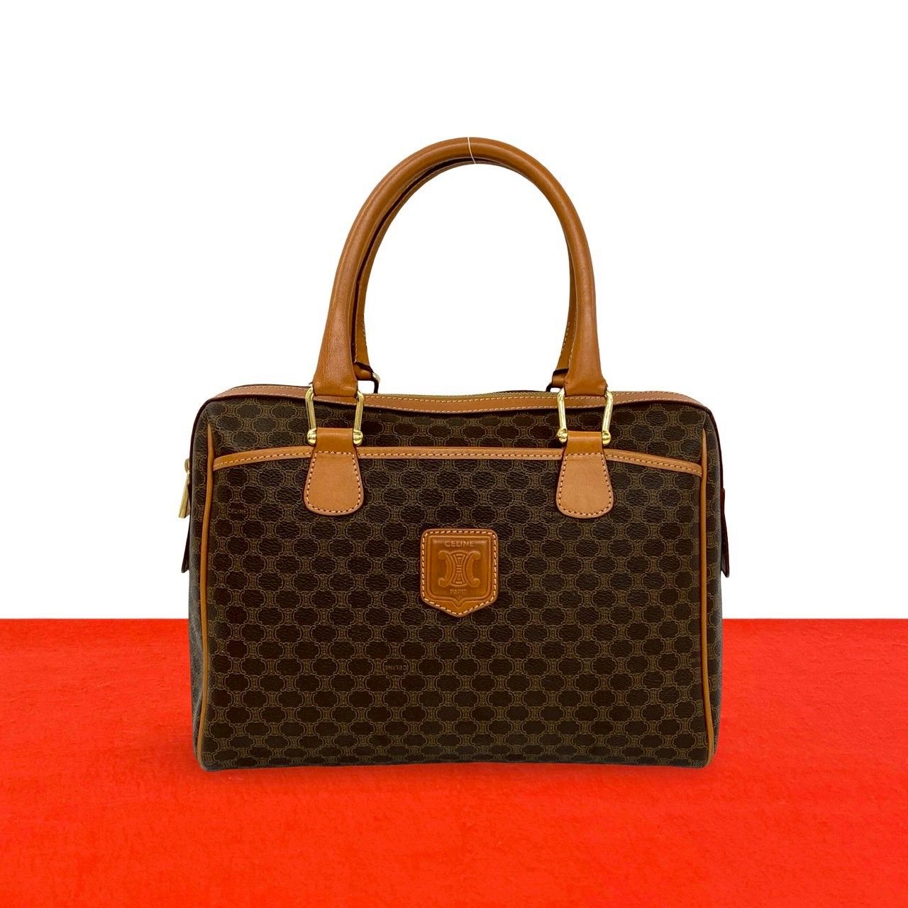 極 美品 CELINE セリーヌ ヴィンテージ マカダム ブラゾン 柄 ロゴ 