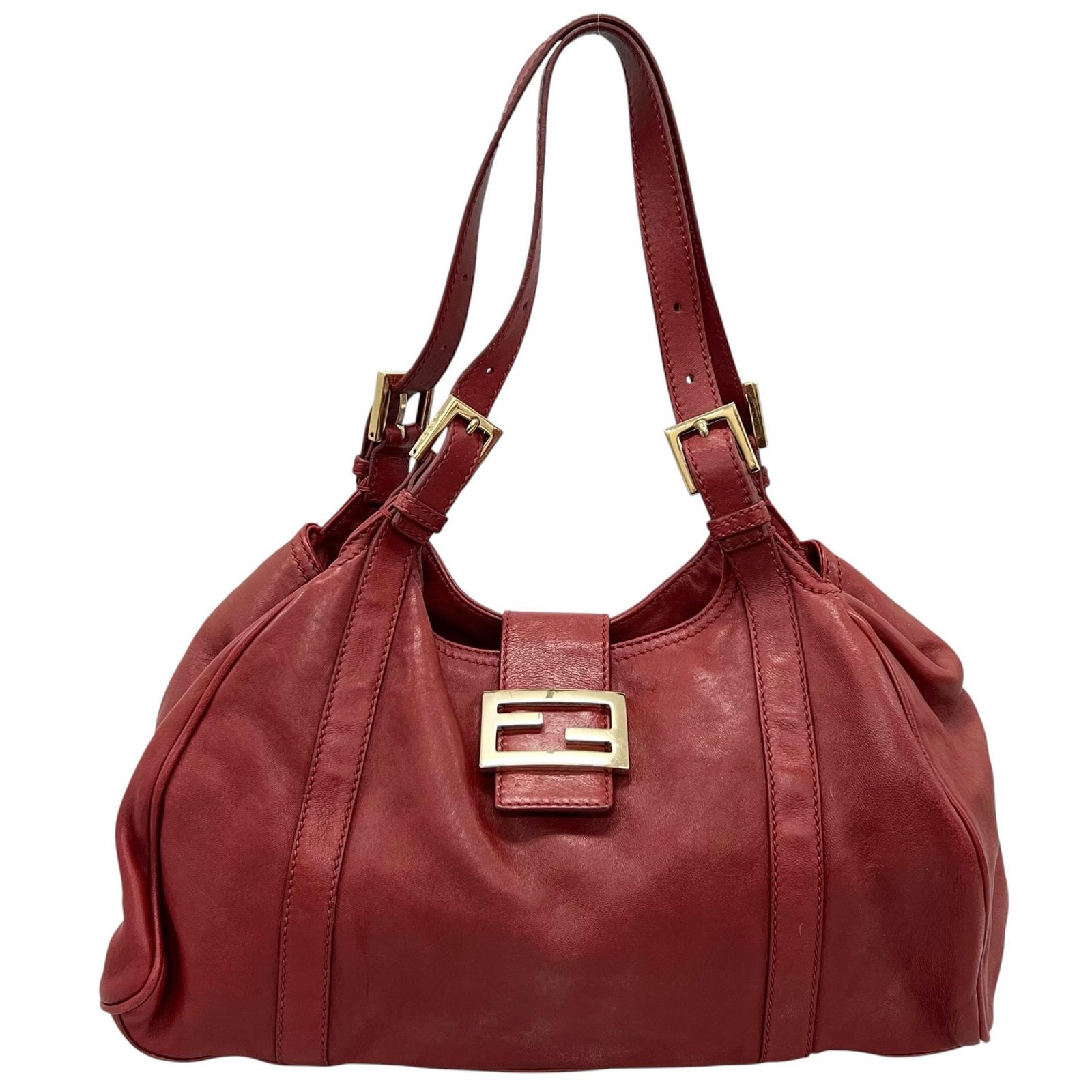 【中古】FENDI フェンディ ハンドバッグ マンマバゲット ハンドバッグ 540g レッド レディース FFロゴ金具