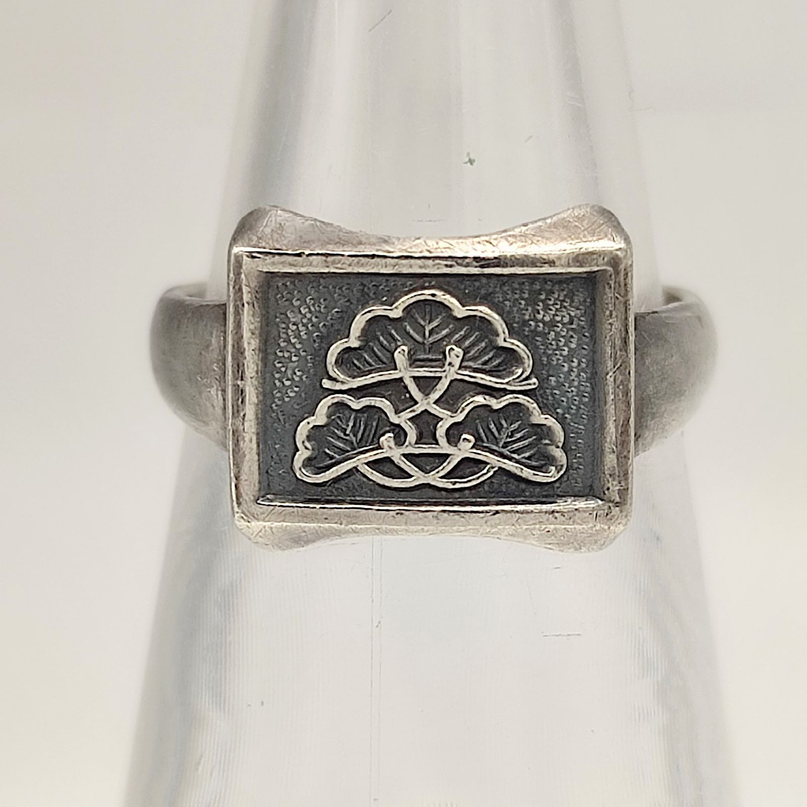 【美品】松デザインリング　SILVER　銀刻印　12号　調整可能　4.1g