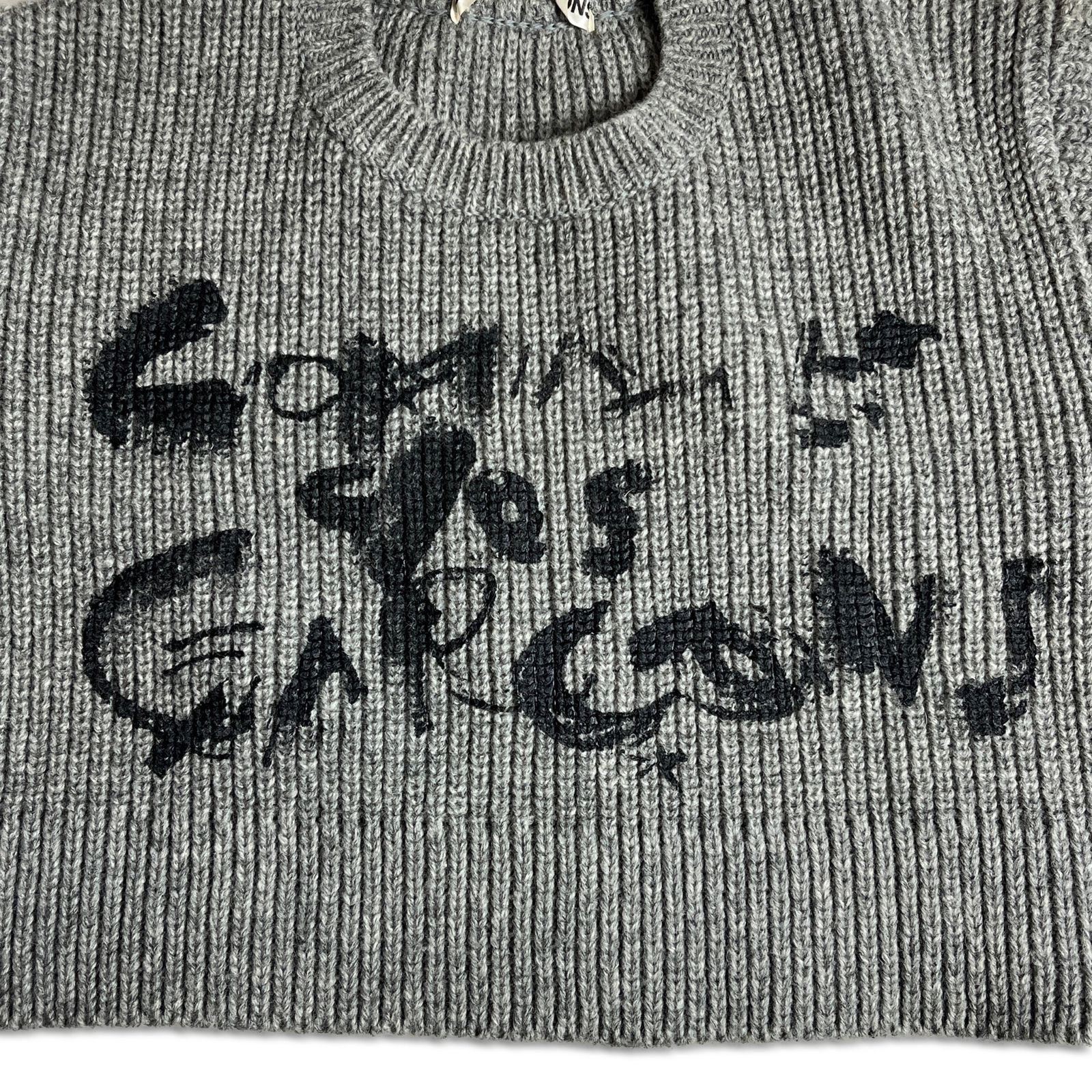 80s】COMME des GARCONS 顔料プリント クルーネックニット ショート丈