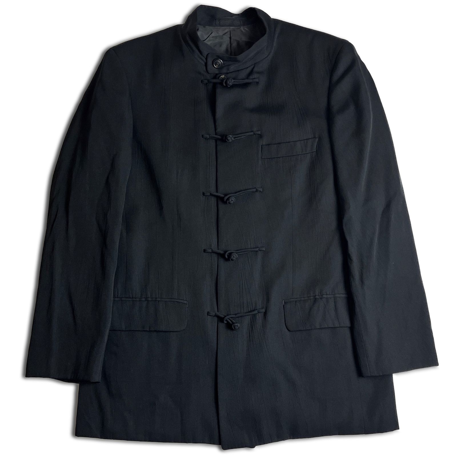 【98ss】ISSEY MIYAKE MEN チャイナトグル スタンドカラー テーラードジャケット L ブラック イッセイミヤケメン 2000000025001