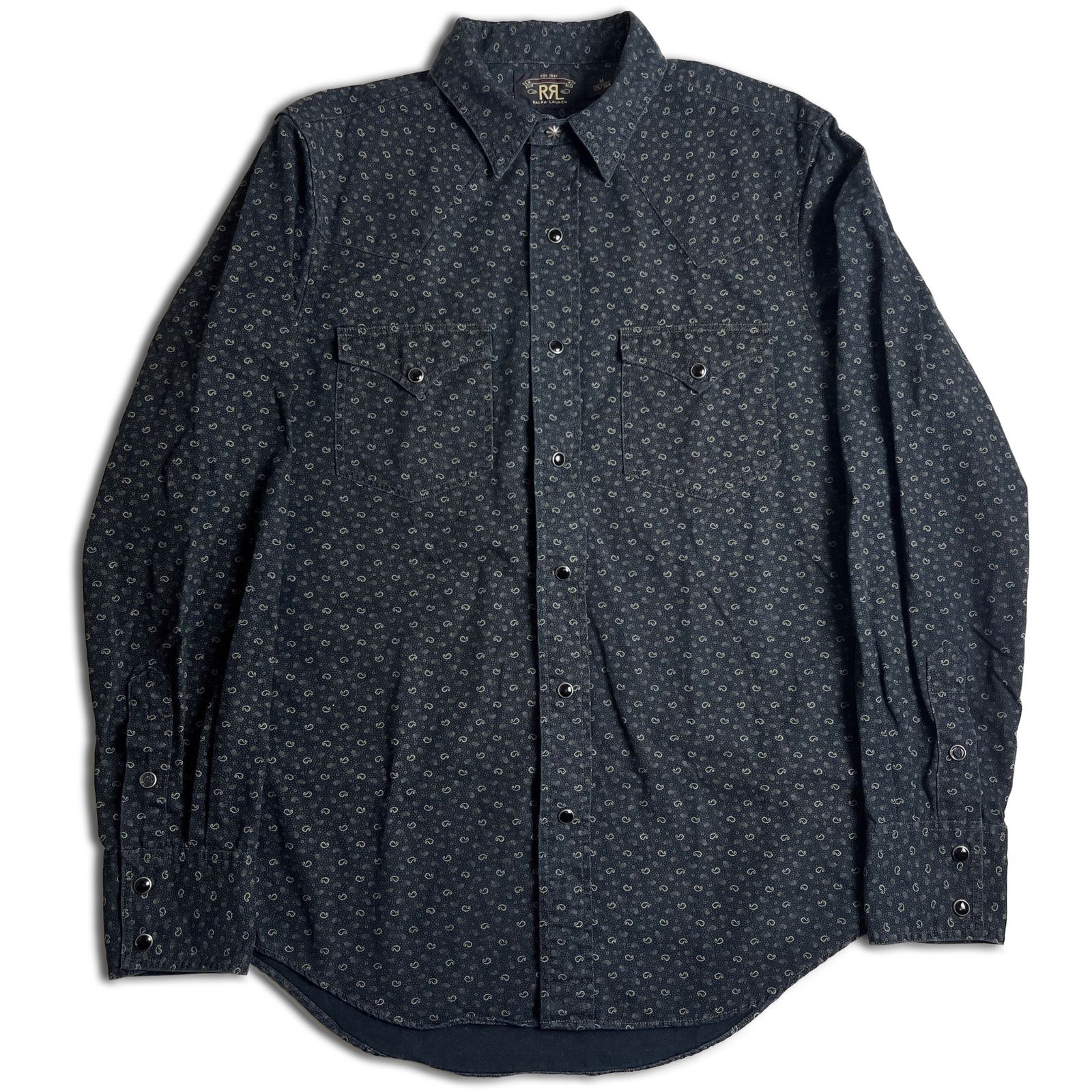 RRL BLACK PAISLEY WESTERN SHIRT M ブラック ダブルアールエル 2000000025018