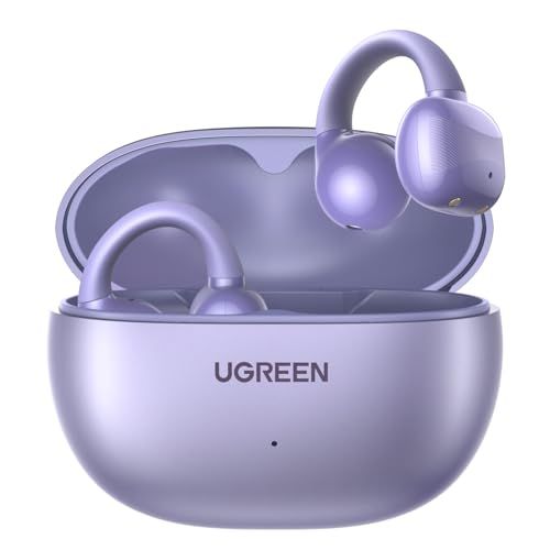 UGREEN イヤーカフ イヤホン Bluetooth 5.4 Hi-Fi音質 ENC搭載 AI通話ノイズキャンセリング 【オープンイヤー型/耳挟み式/完全ワイヤレス/IPX5防水/最大30時間再生】パープルe