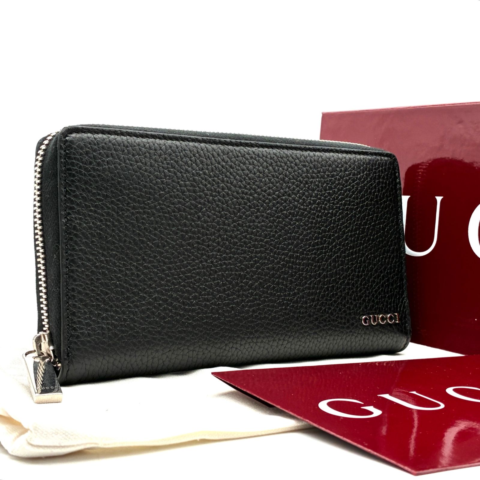 未使用保管品 GUCCI グッチ ロゴ ジップアラウンドウォレット ラウンドファスナー 長財布 ブラック カーフレザー 本革 771154 メンズ レディース 大容量 父の日 夏のボーナス ご褒美 サマーギフト プレゼント