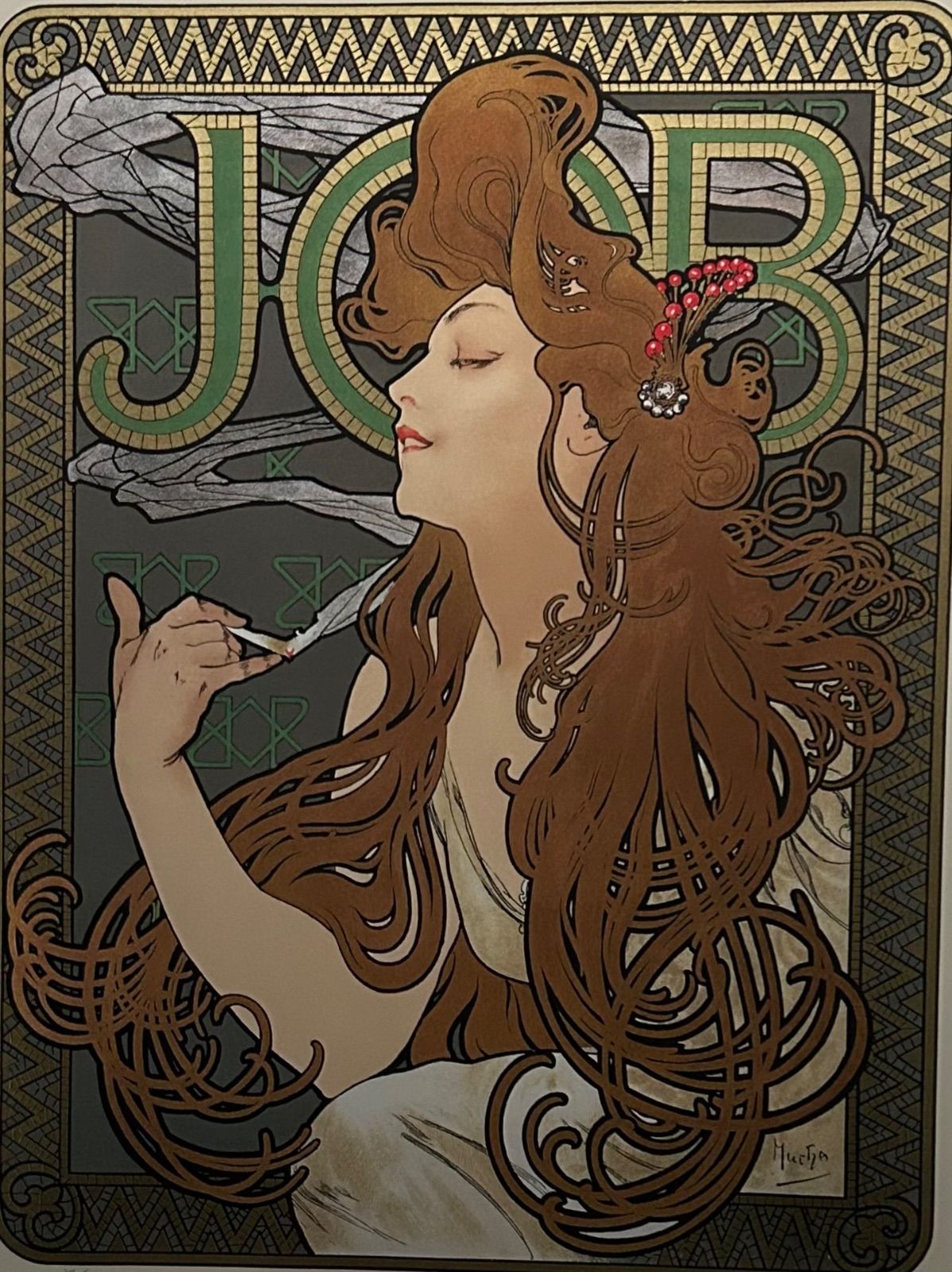 額付】【真作】ジョブ アルフォンス・ミュシャ Alphonse Mucha シルク