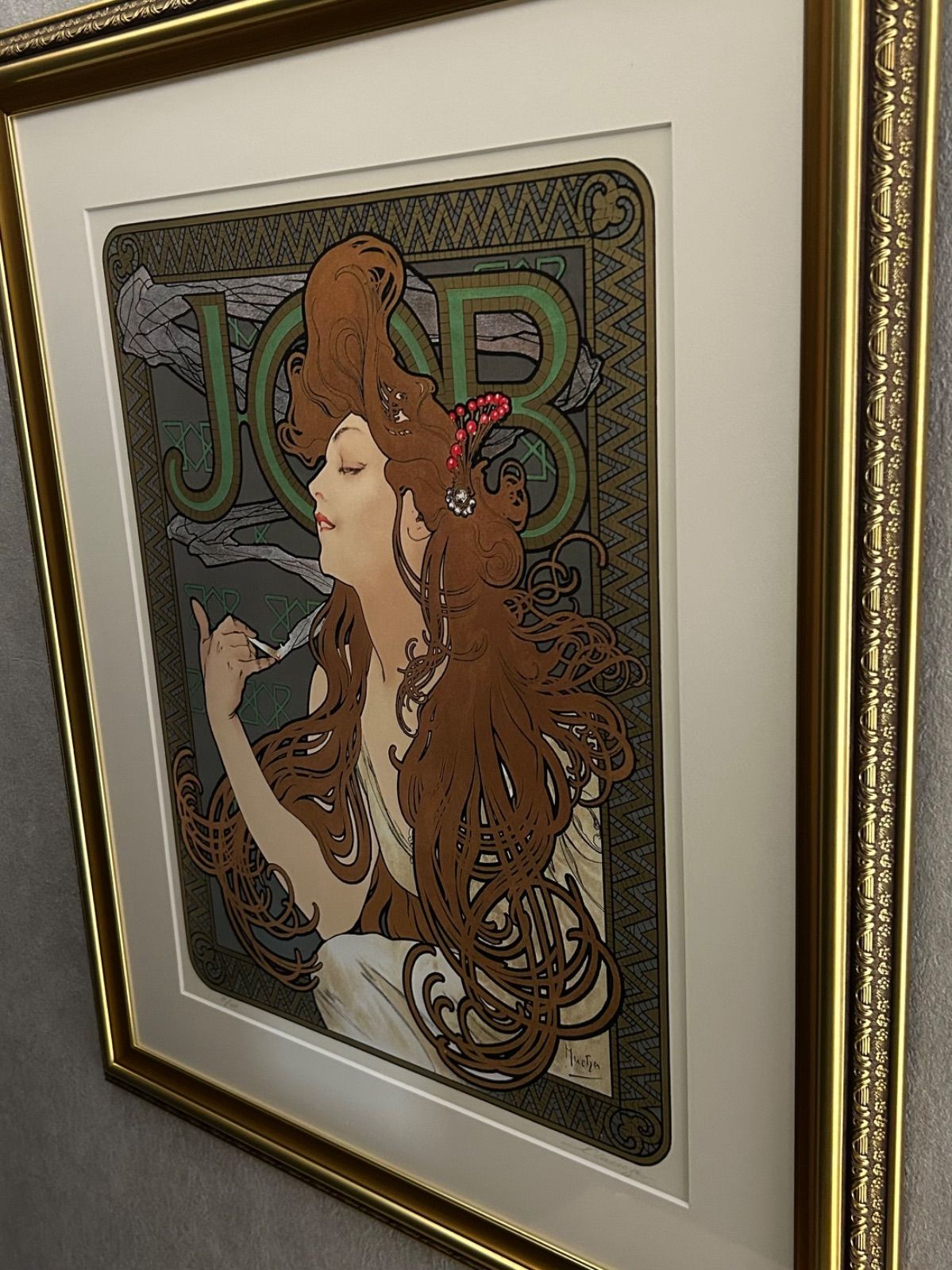 額付】【真作】ジョブ アルフォンス・ミュシャ Alphonse Mucha シルク
