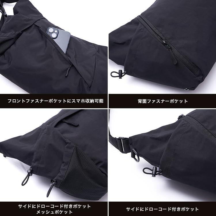 【数量限定】ショルダー クッション ポケット シンプル ボディバッグ おしゃれ 撥水 通勤 防水 通学 BAG ユニセックス SHOULDER メンズ CROSSBODY レディース NYLON 男女兼用 ナイロンクロスボディショルダーバッグ ブラック キウ