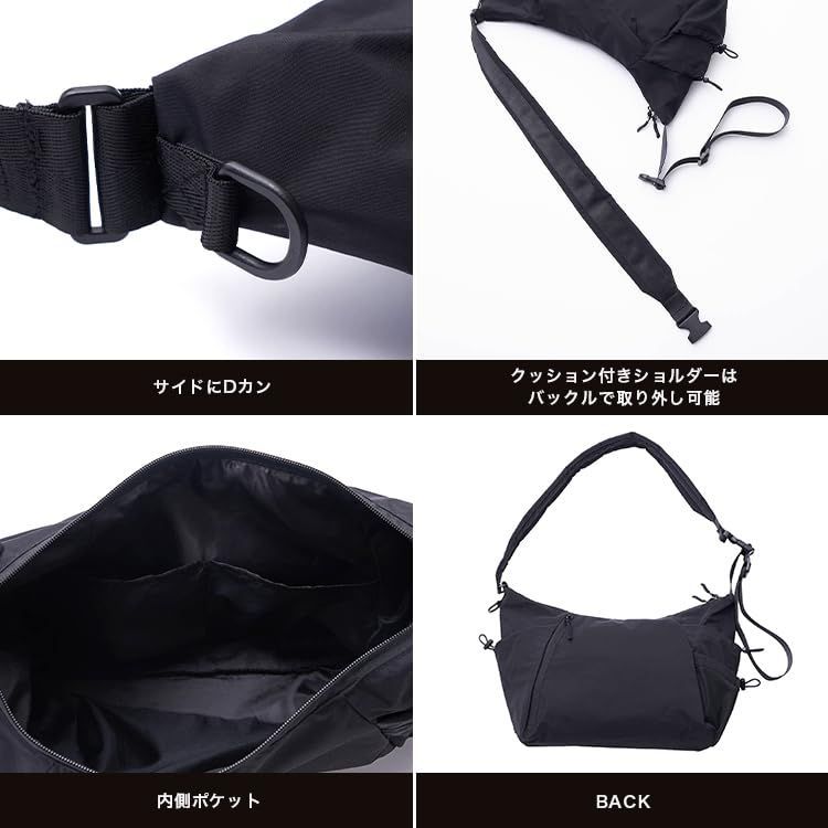 【数量限定】ショルダー クッション ポケット シンプル ボディバッグ おしゃれ 撥水 通勤 防水 通学 BAG ユニセックス SHOULDER メンズ CROSSBODY レディース NYLON 男女兼用 ナイロンクロスボディショルダーバッグ ブラック キウ
