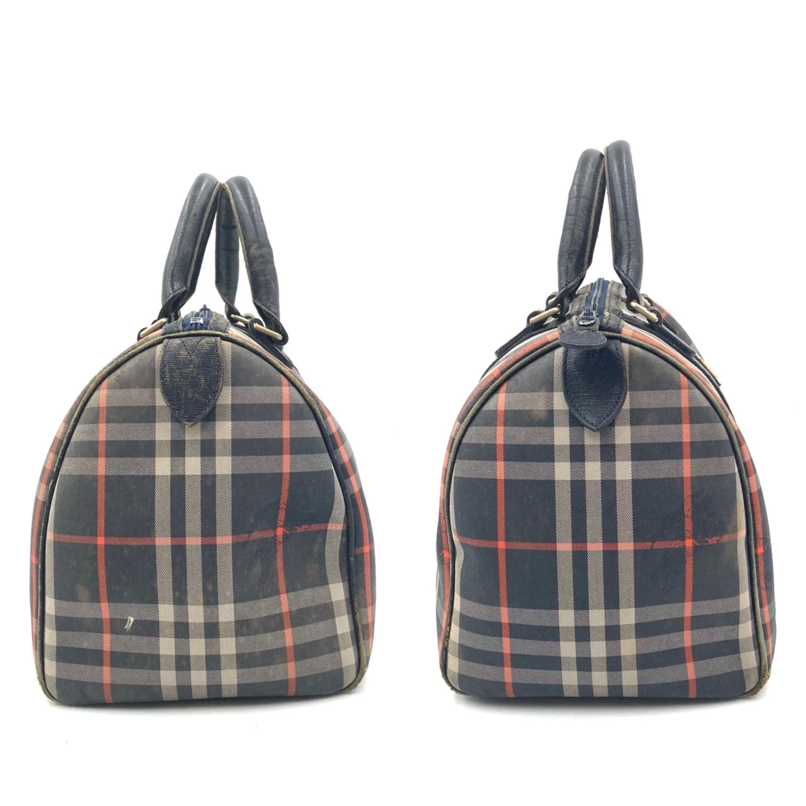 美品✨　バーバリー　ボストンバッグ　ノバチェック　ロゴプレート　レザー Burberrys バーバリー ミニボストンバッグ ノバチェック ロゴプレート