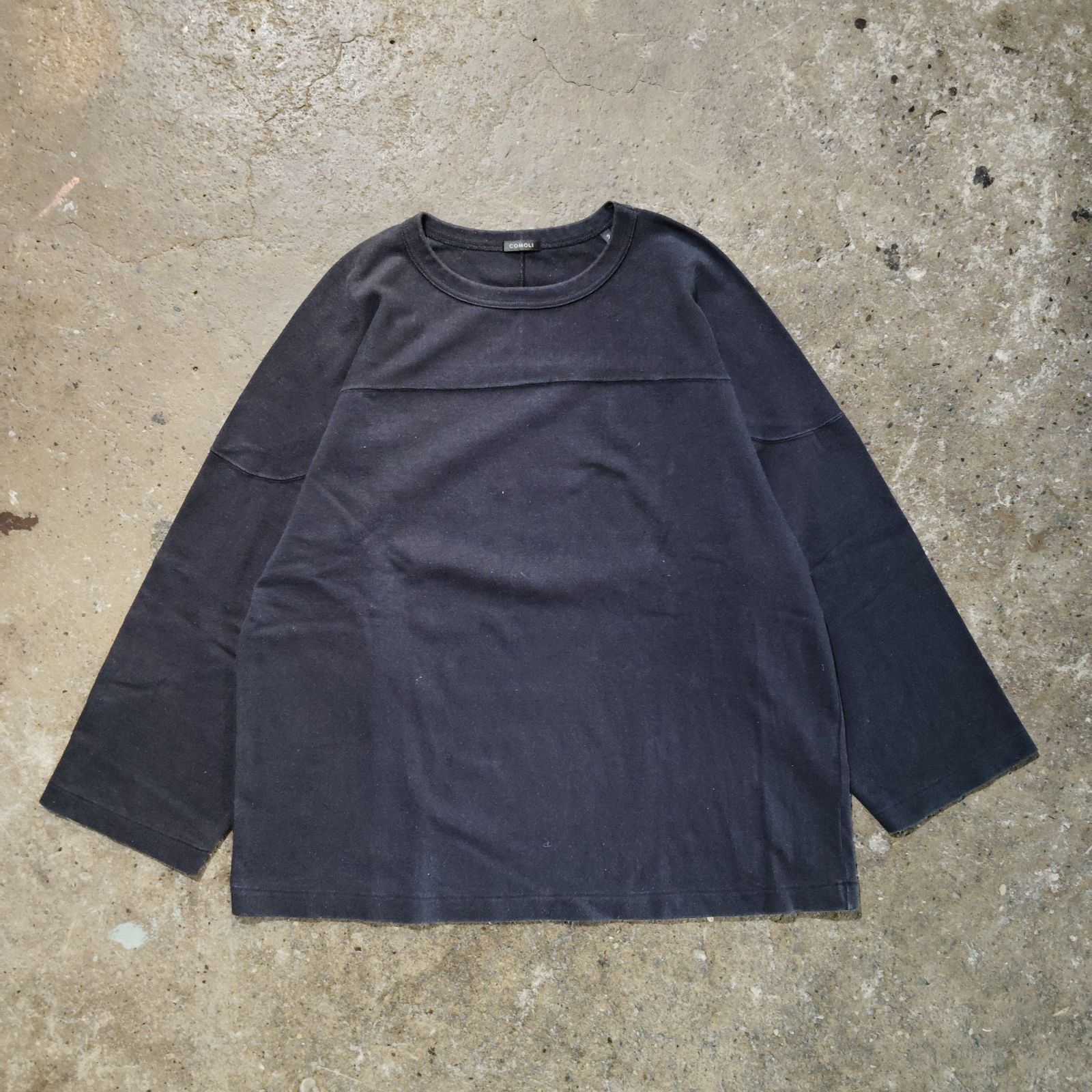 COMOLI コモリ　フットボールTシャツ　FADE Black　2 COMOLI 22aw FOOTBALL T-SHIRT 2 FADE BLACK コモリ 2022aw