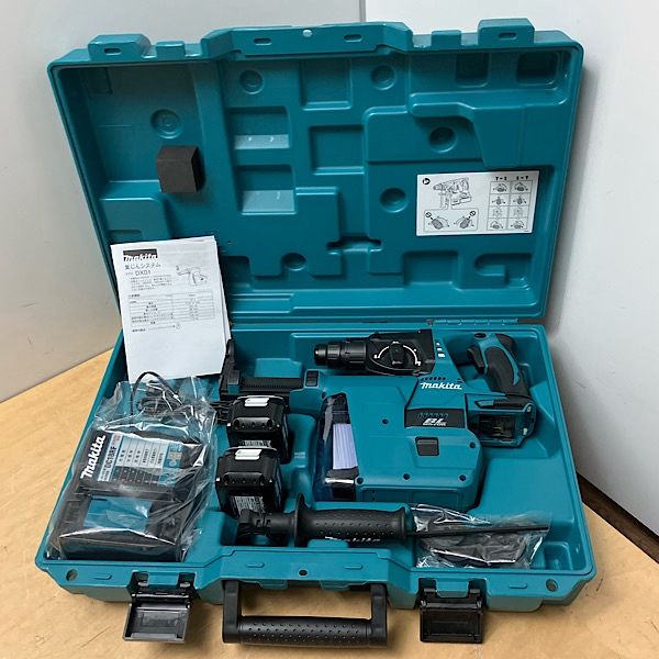 【未使用】makita/マキタ HR244DRGXV 充電式ハンマドリル 18V 24mm ハツリ可 集じんシステム・バッテリ充電器付 ●133609