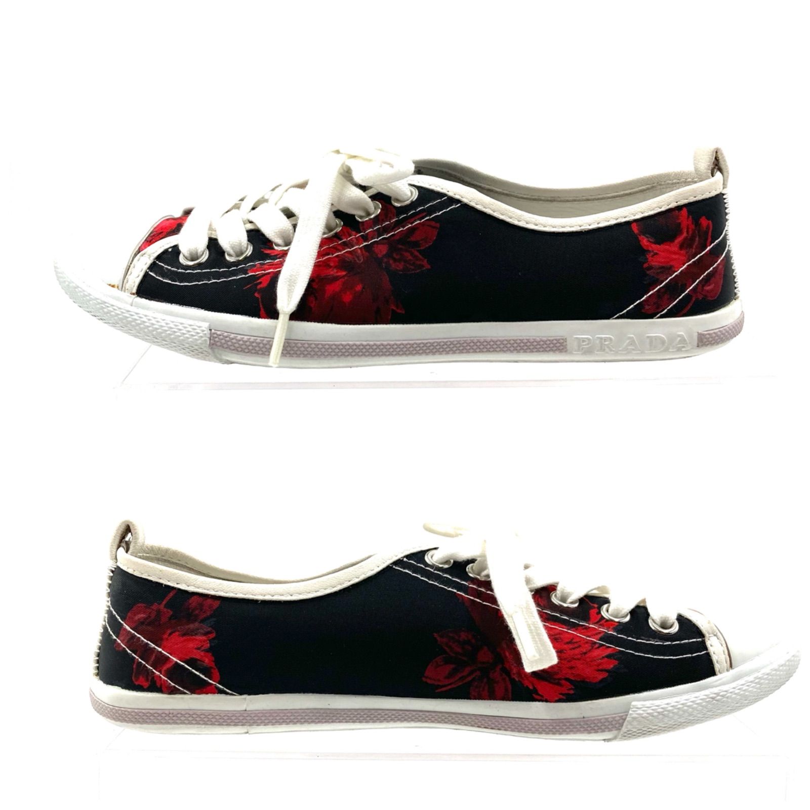 □極美品□PRADA SPORT プラダスポーツ ローズ柄 スニーカー 