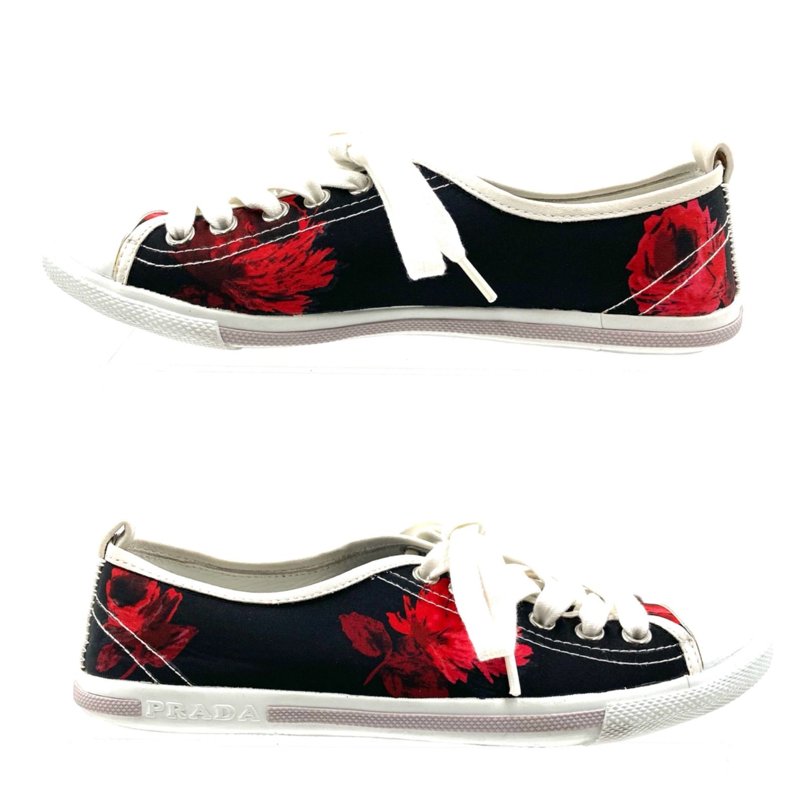 □極美品□PRADA SPORT プラダスポーツ ローズ柄 スニーカー