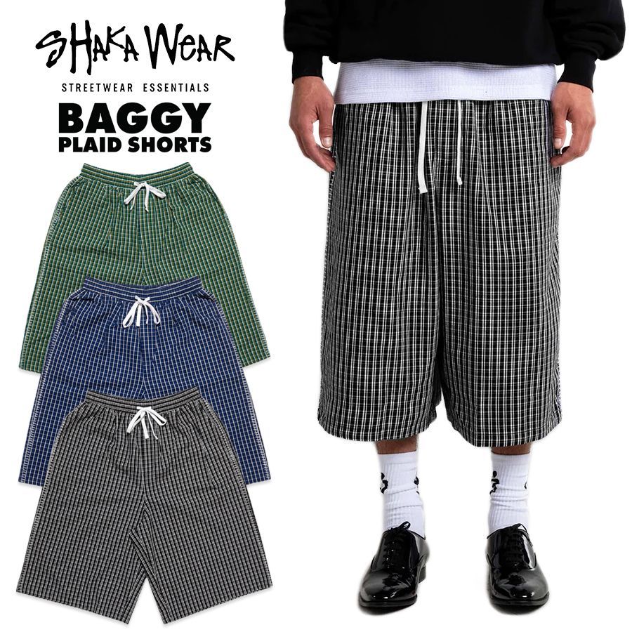 SHAKA WEAR BAGGY PLAID SHORTS【BLACK/BLUE/GREEN】 (M・L・XL・2XL