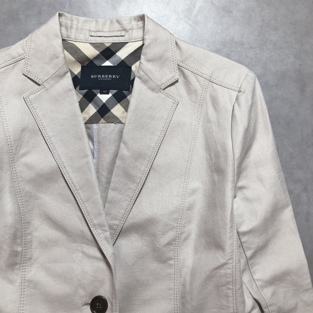 WH198○BURBERRY LONDON：大きいサイス リネンコットンテーラード 