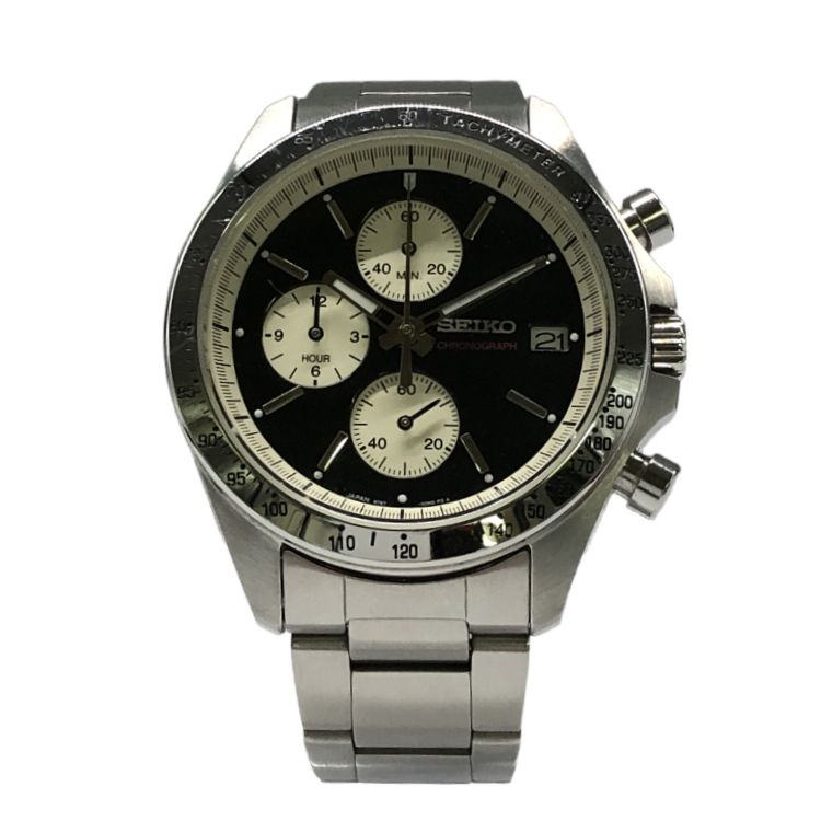 SEIKO ナノユニバースコラボ クロノグラフ SZSJ005/8T67-00J0 ブラック文字盤 SS 腕時計 クォーツ メンズ 中古 良好 T11213659