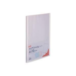 (まとめ) TANOSEE クリアファイル A4タテ10ポケット 背幅8mm クリア 1セット(10冊) 〔×10セット〕