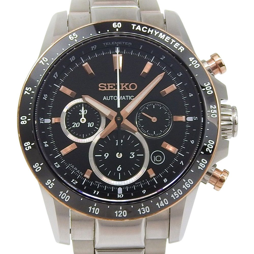 【SEIKO】セイコー ブライツ フェニックス メカニカル 700本限定 8R28-00K0 ステンレススチール シルバー 自動巻き クロノグラフ メンズ 黒文字盤 腕時計