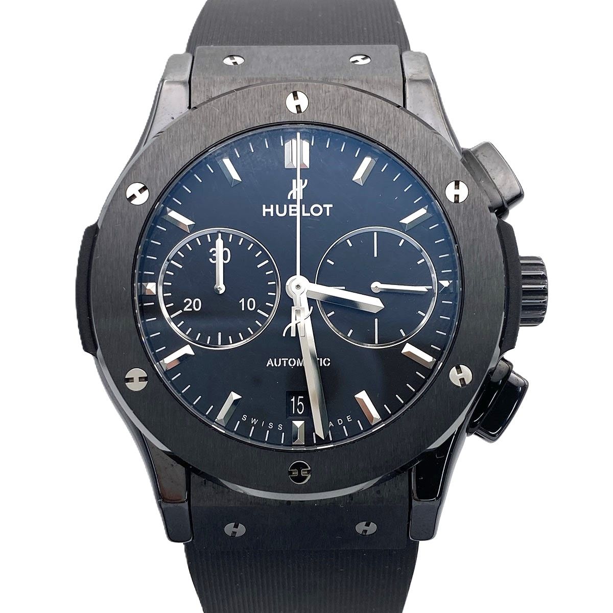 HUBLOT ウブロ クラシックフュージョン ブラックマジック 腕時計 521.CM.1171.RX メンズ セラミック ラバー ブラック 中古