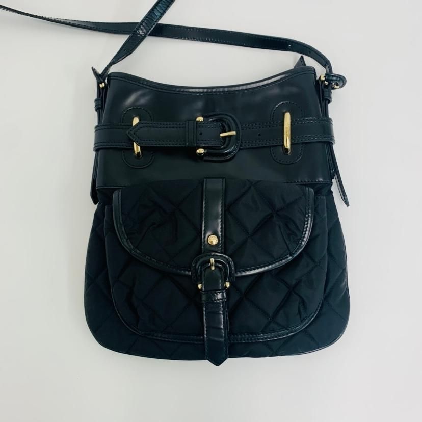 【美品】BURBERRY バーバリー ショルダーバッグ キルティング ナイロン 黒