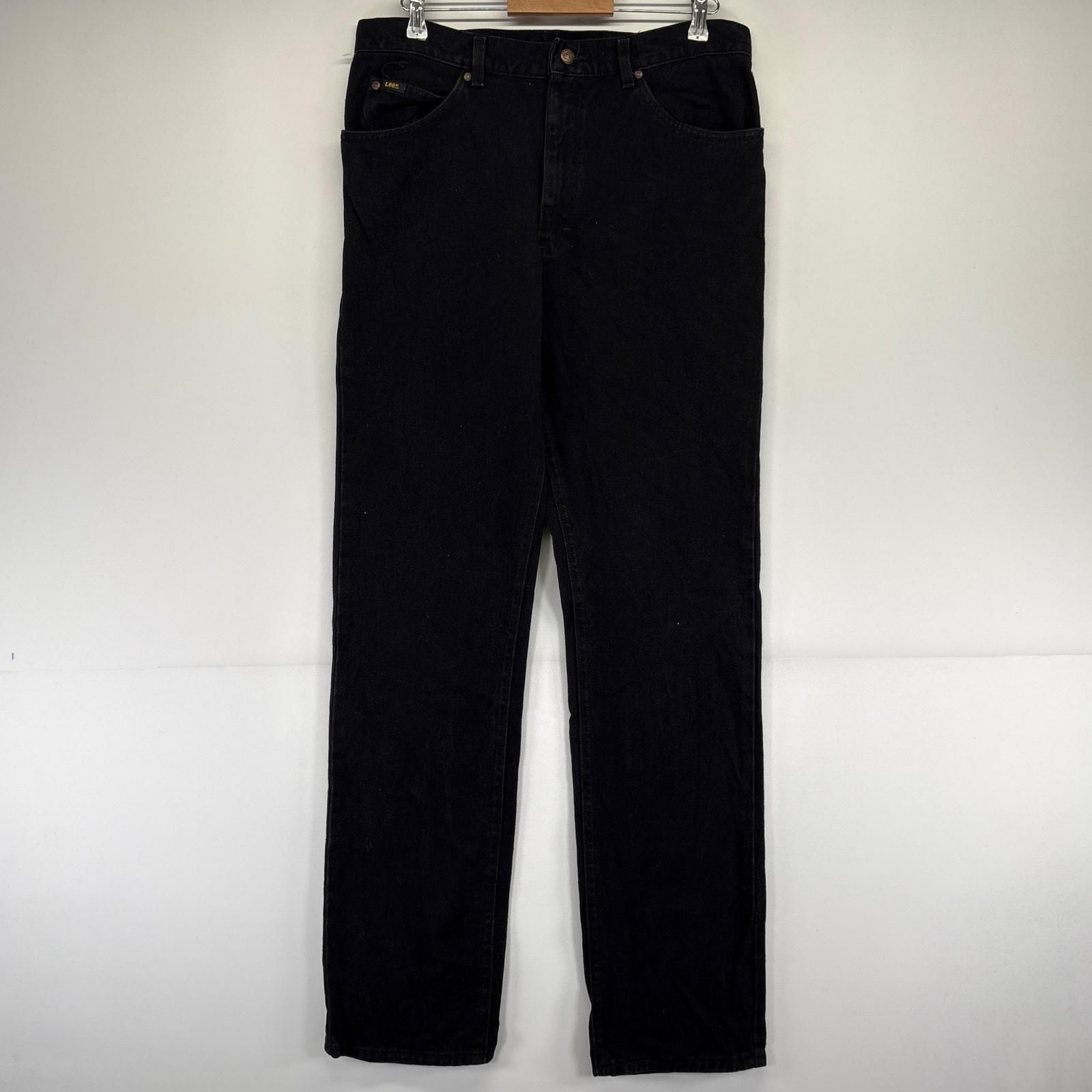 古着 リー Lee USA製 デニム パンツ ブラックデニム ジッパーフライ ストレート 5ポケット 大きいサイズ W36×L36 ブラック系 メンズ