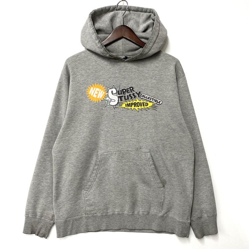 【現状渡し品】 OLD STUSSY オールドステューシー 紺タグ SUPER STUSSY HOODED SWEATSHIRT スーパー ステューシー フーデッド スウェットシャツ トップス 長袖 【142-260521-ya-07-izu】