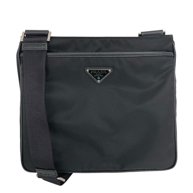 美品/PRADA/プラダ/Re-Nylon/サフィアーノレザー/ショルダーバッグ/2VH118/RFID(ICチップ)/ブラック/RS1355