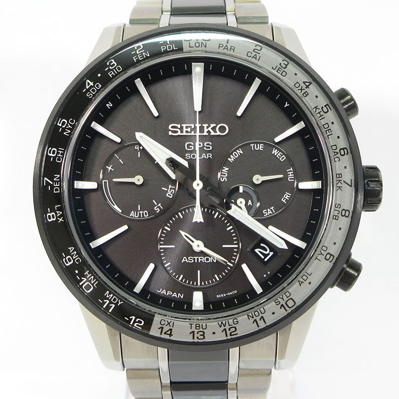 【三重本店】 中古 SEIKO | セイコー SBXC011 ASTRON アストロン 5Xシリーズ デュアルタイム 腕時計 多針アナログ表示 GPSソーラー時計 ブラック×グレー×シルバー【131】