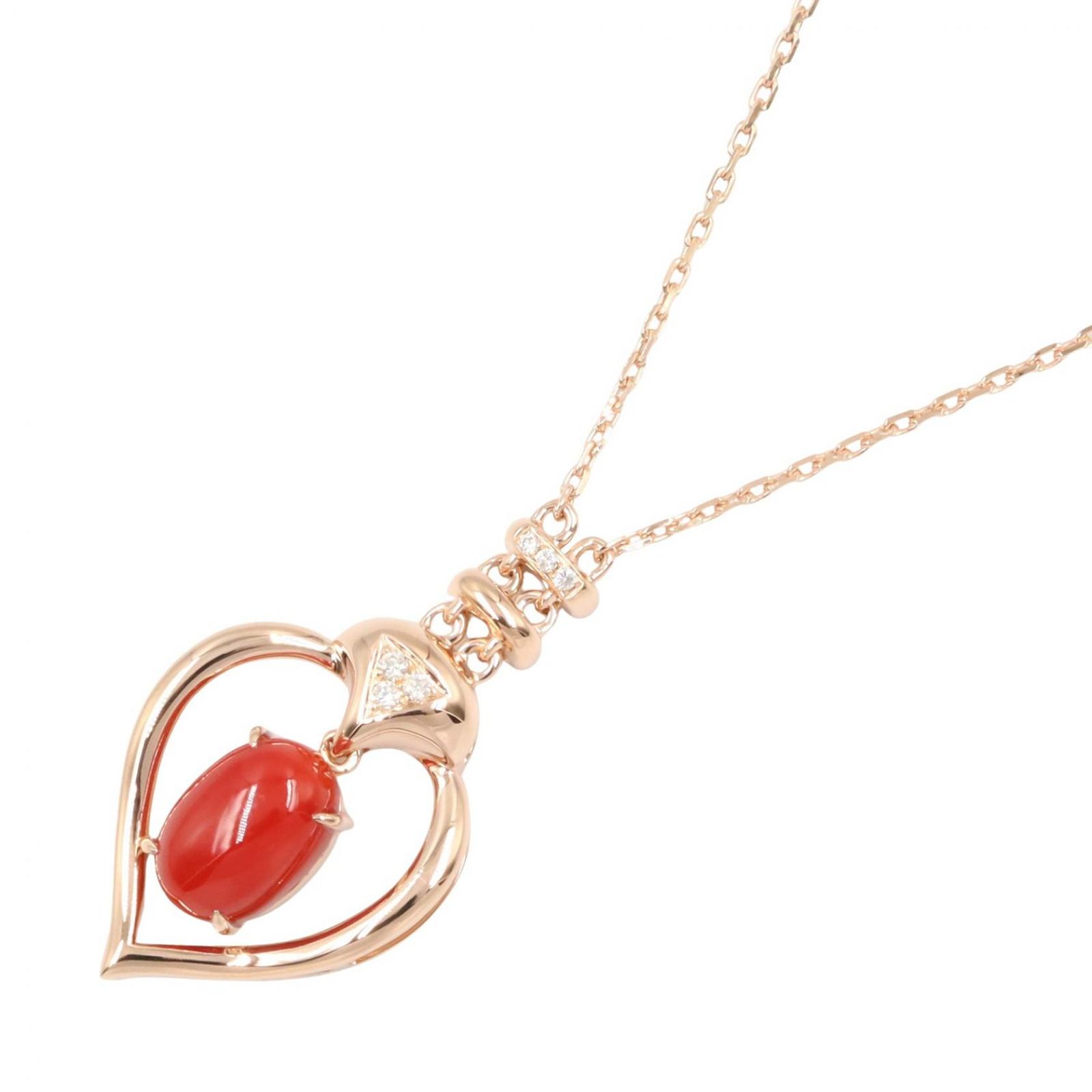 ジュエリー JEWELRY ネックレス サンゴ ダイヤモンド ネックレス 珊瑚 7.3g 首回り43.5/46.5㎝ K18PG(ピンクゴールド) ダイヤモンド サンゴネックレス レディース