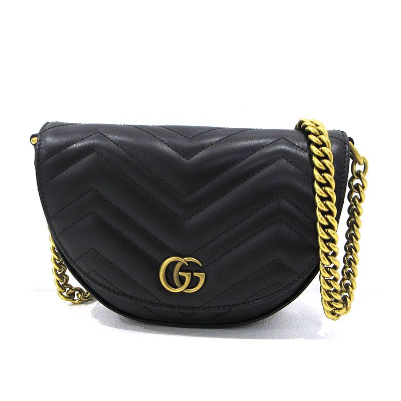 【三重本店】 中古 GUCCI | グッチ ショルダーバッグ チェーン 746431 GGマーモント ブラック 【122】