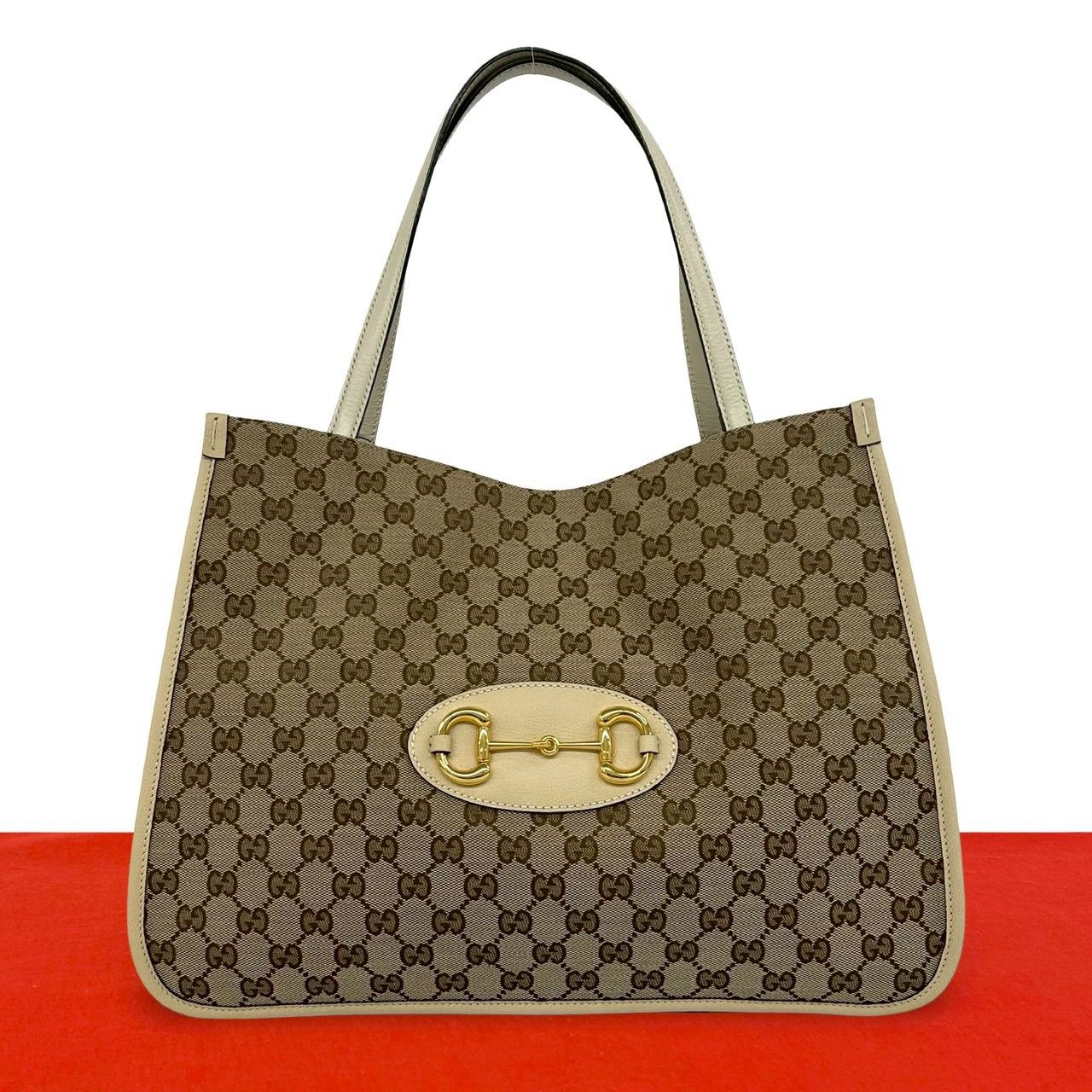 【美品】GUCCI グッチ GGキャンバス ホースビット トートバッグ ロゴ金具 未使用保管品 GUCCI グッチ GG ロゴ ホースビット 金具 キャンバス