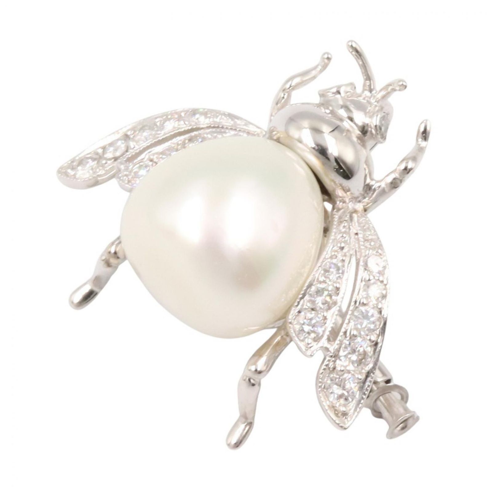 ジュエリー JEWELRY ブローチ パール ダイヤモンド ブローチ ﾀﾞｲﾔ 5.8g K18WG（ホワイトゴールド） ダイヤモンド パール ダイヤブローチ レディース Used A 84,590円