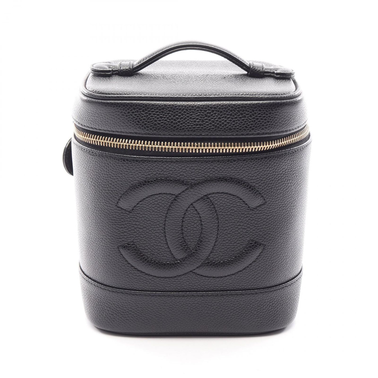シャネル CHANEL ハンドバッグ ココマーク A01998 ブラック キャビアスキン(グレインドカーフ) ココマーク 縦型バニティ レディース Used A