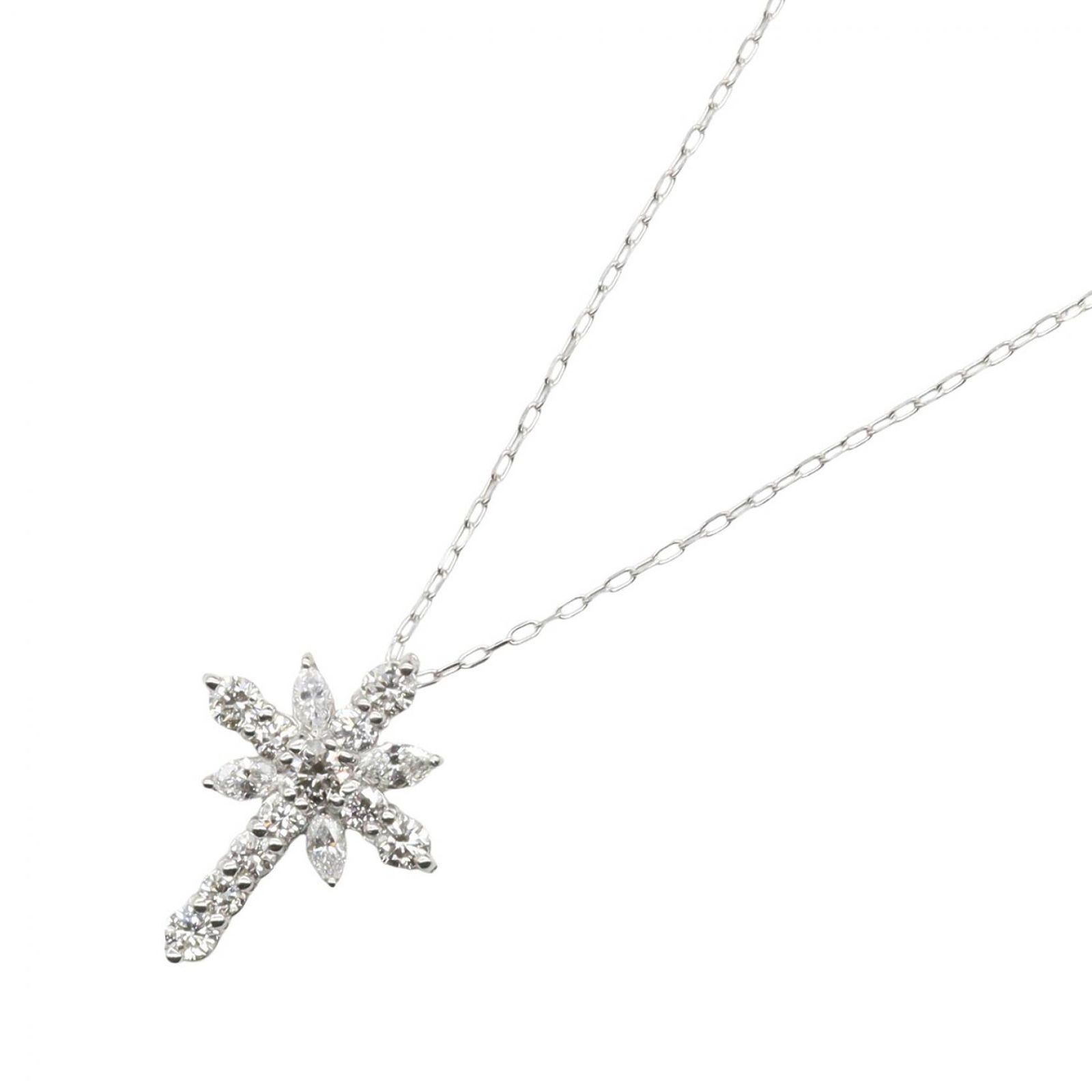 ジュエリー JEWELRY ネックレス ダイヤモンド ネックレス ﾀﾞｲﾔ 2.7g 首回44.5cm Pt900プラチナ Pt850プラチナ ネックレス レディース Used A