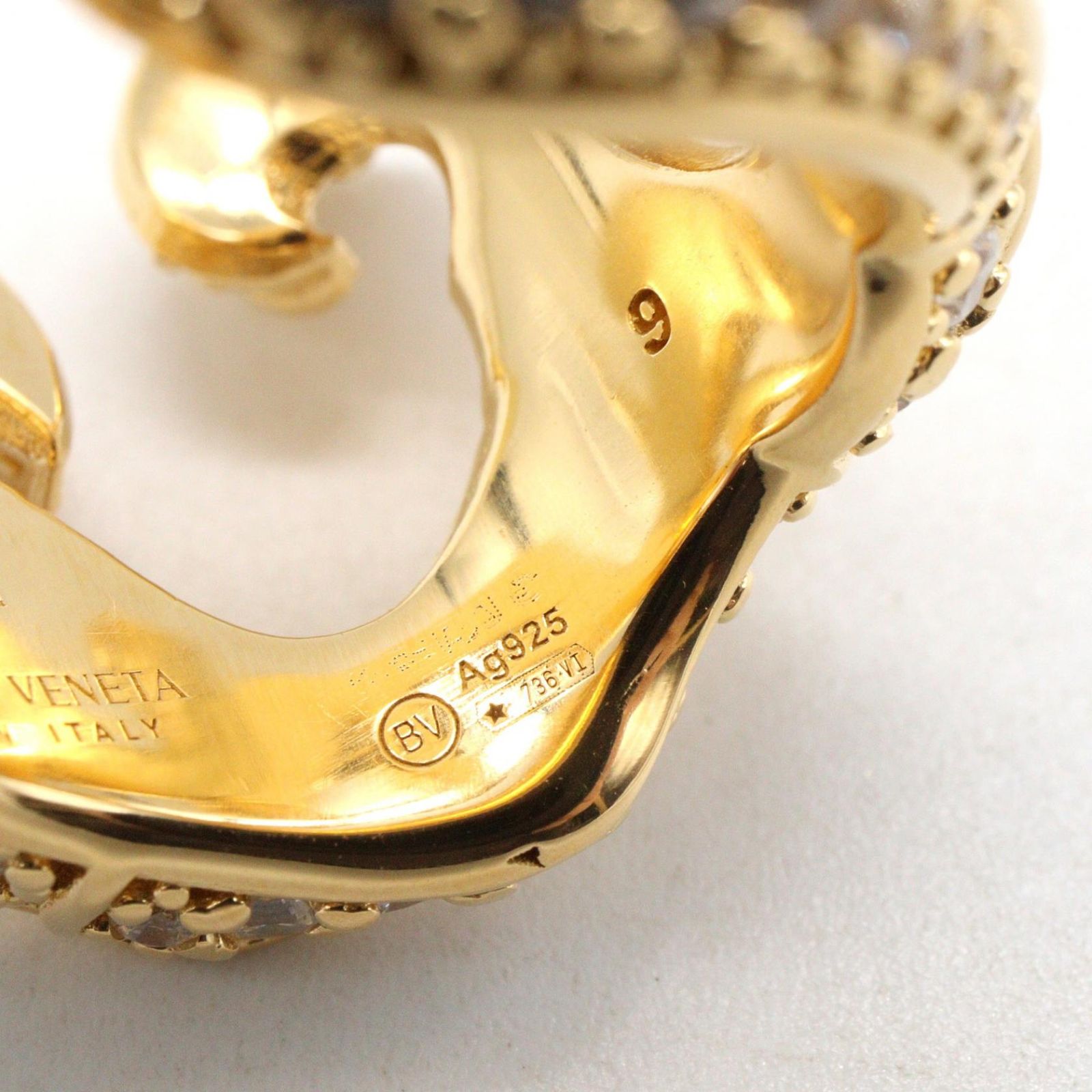 ボッテガヴェネタ BOTTEGA VENETA リング・指輪 Bottega Veneta CZ スターリングシルバー リング #9 シルバー925 ダイヤ リング レディース Used A