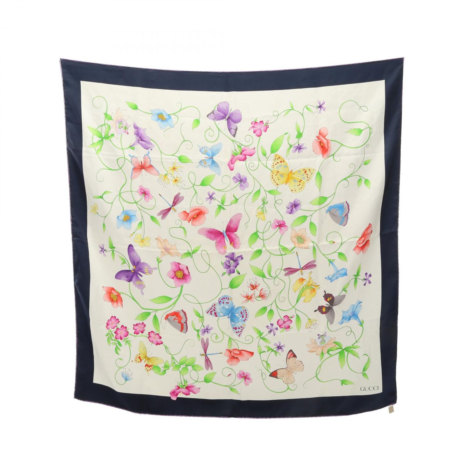 グッチ GUCCI スカーフ 花柄 シルク スカーフ レディース Used B