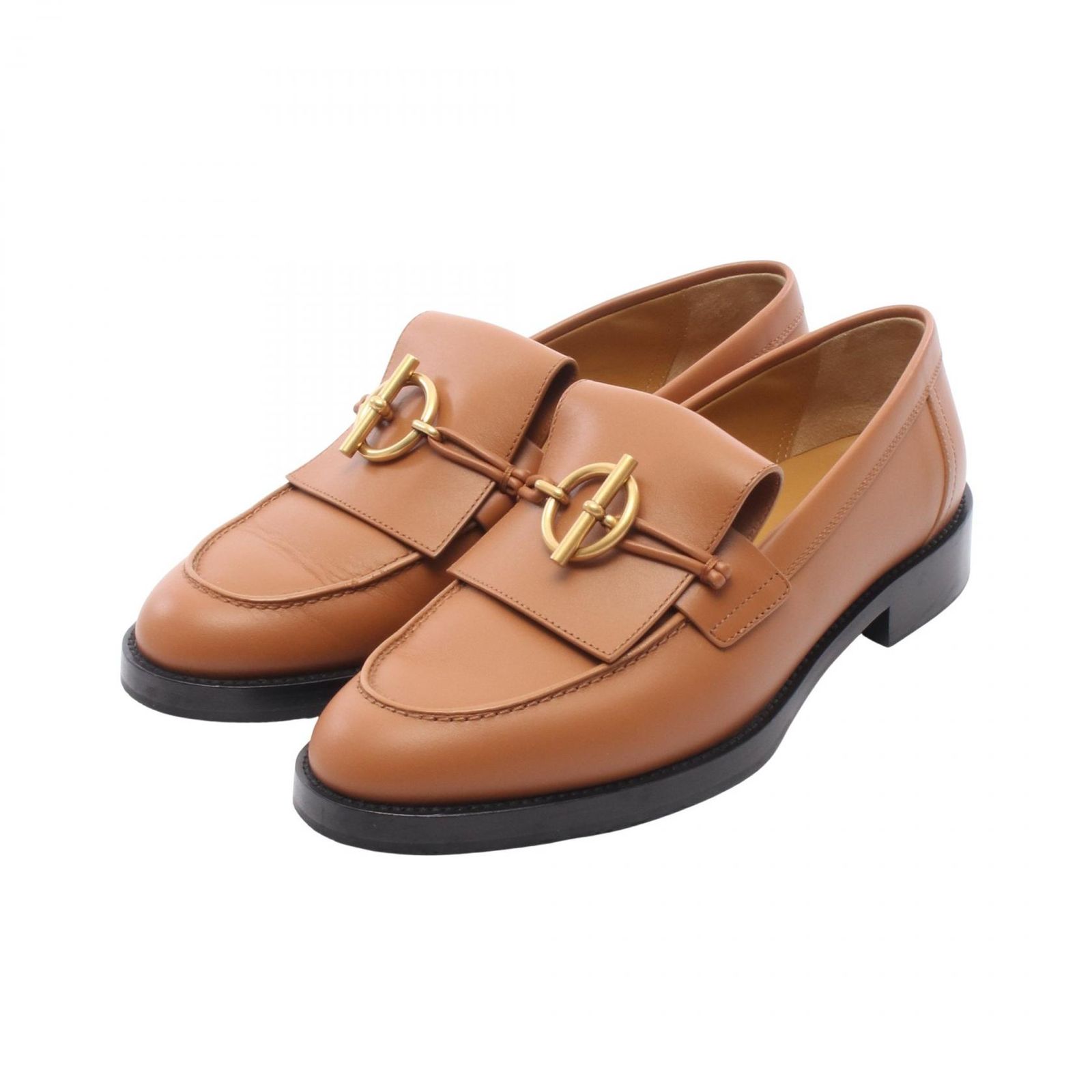 エルメス HERMES ローファー モカシン インパクト キャメル系 レザー 
