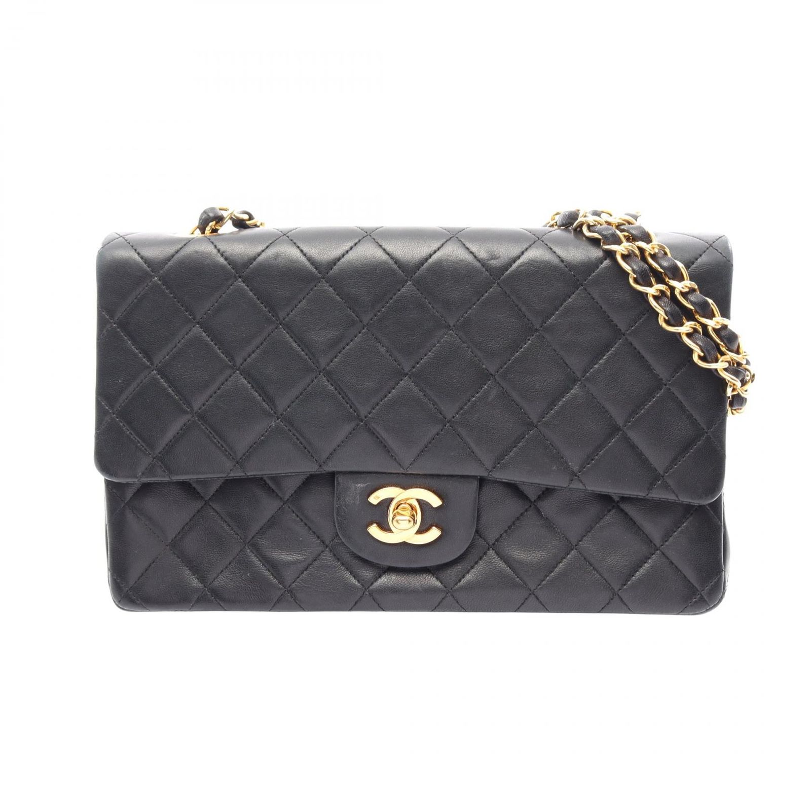 シャネル CHANEL ショルダーバッグ マトラッセ Wフラップ ブラック ラムスキン（羊革） マトラッセ ダブルフラップ チェーンショルダー レディース Used A