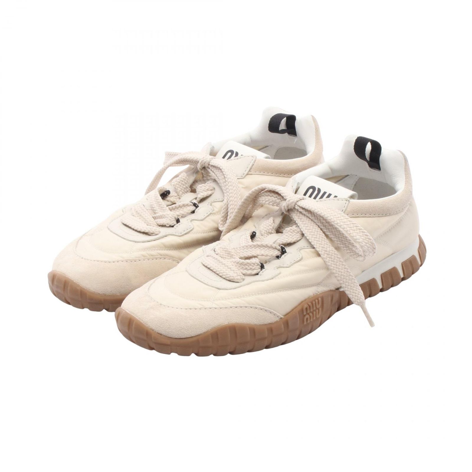 ミュウ ミュウ Miu Miu スニーカー Tyre 5E417E アイボリー スウェード Tyre スニーカー レディース Used A