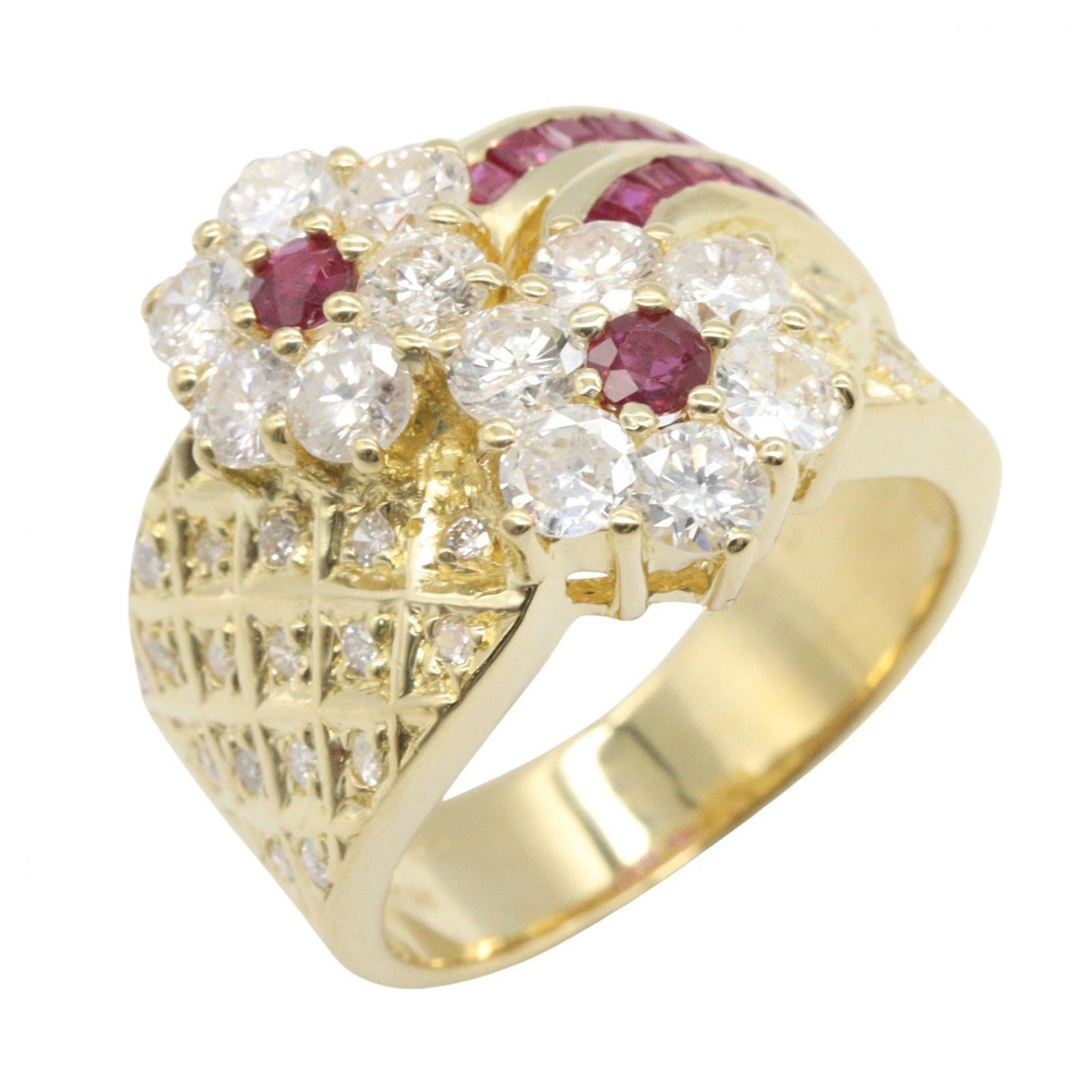 ジュエリー JEWELRY リング・指輪 ルビーリング ﾙﾋﾞｰ 10.7g #12 K18（イエローゴールド） ダイヤモンド ルビーリング レディース Used A