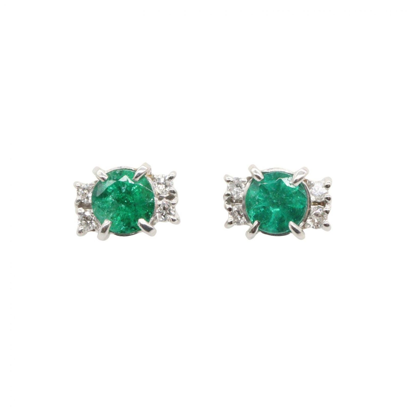 ジュエリー JEWELRY ピアス エメラルド ダイヤモンド ピアス ｴﾒﾗﾙﾄﾞ 2.2ｇ Pt900プラチナ ダイヤモンド ピアス レディース Used A