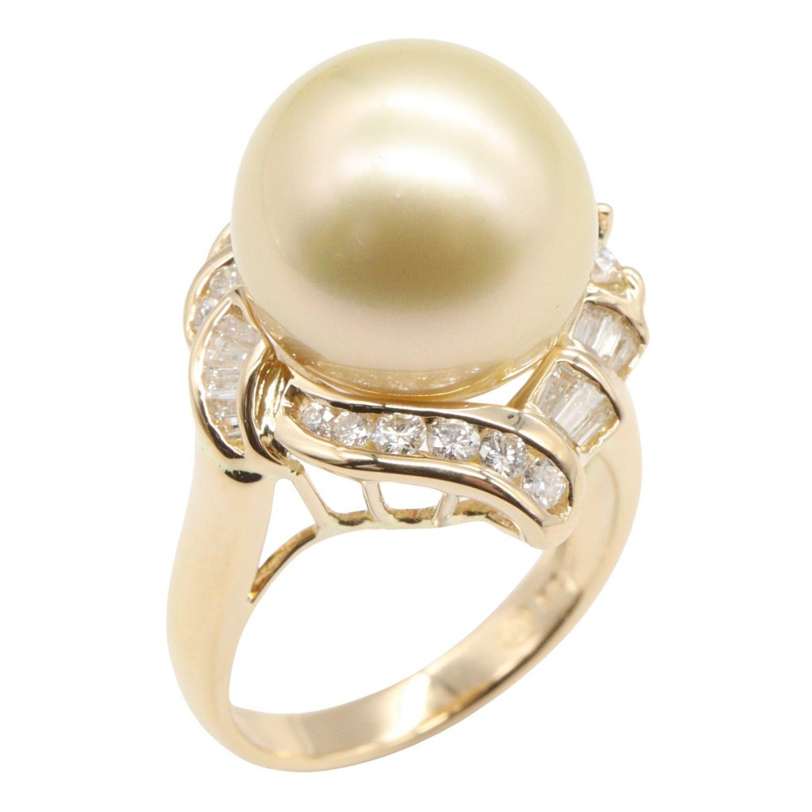 ジュエリー JEWELRY リング・指輪 パールリング ﾊﾟｰﾙ 9.7g #12.5 K18（イエローゴールド） ダイヤモンド パールリング レディース Used A