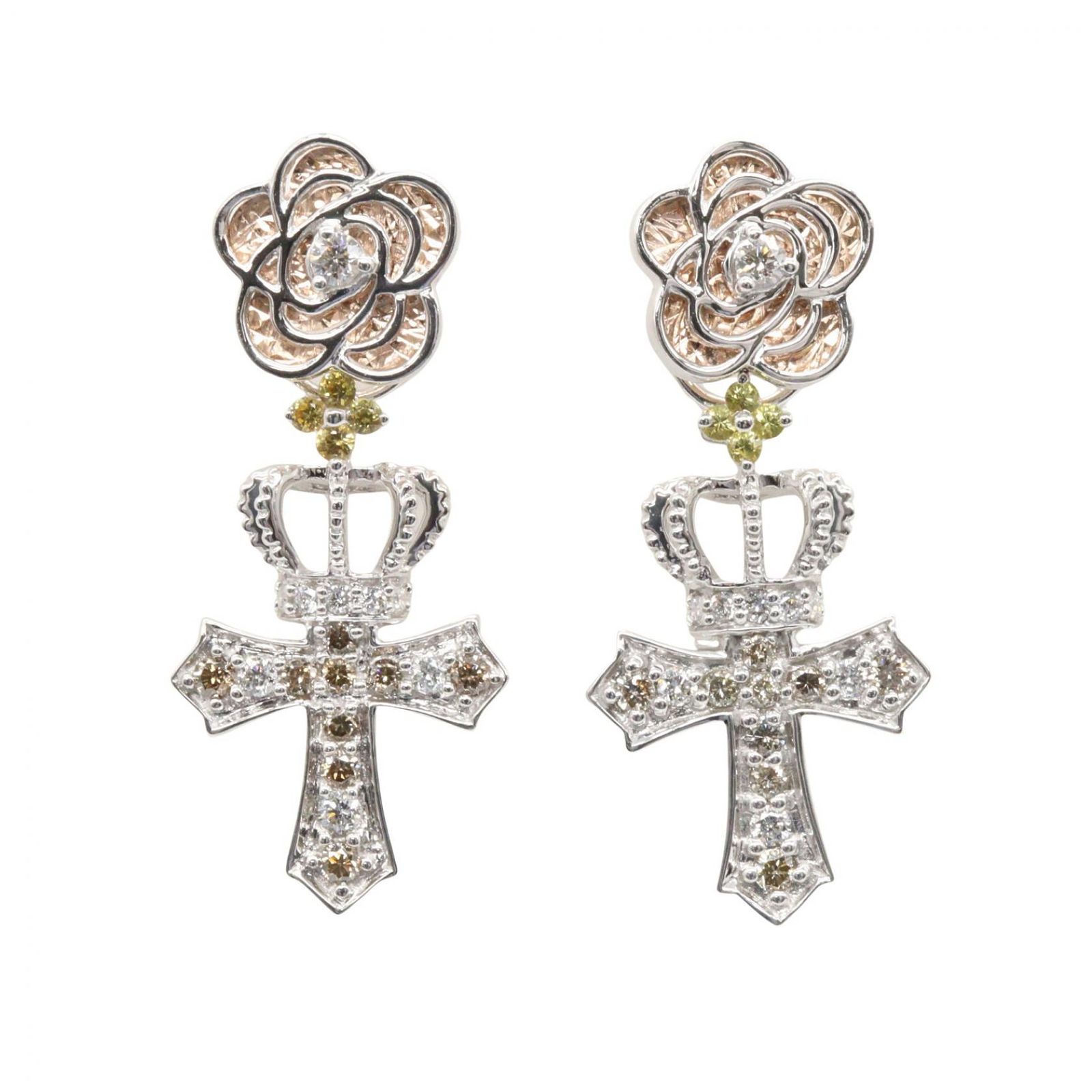 ジュエリー JEWELRY ピアス イエローサファイア ダイヤモンド ピアス ｲｴﾛｰｻﾌｧｲｱ 7.9g K18WG（ホワイトゴールド） ダイヤモンド ピアス レディース Used A