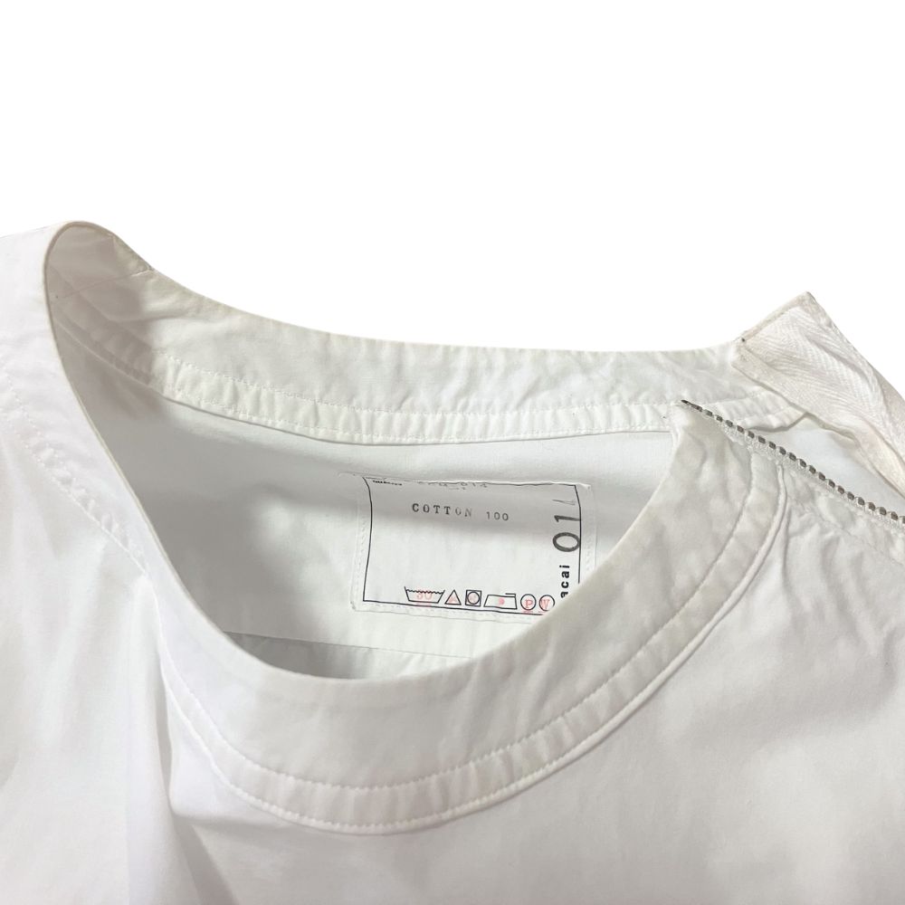 sacai サカイ ジップデザイン シャツ 白ブラウス / Shoulder Zip Shirt