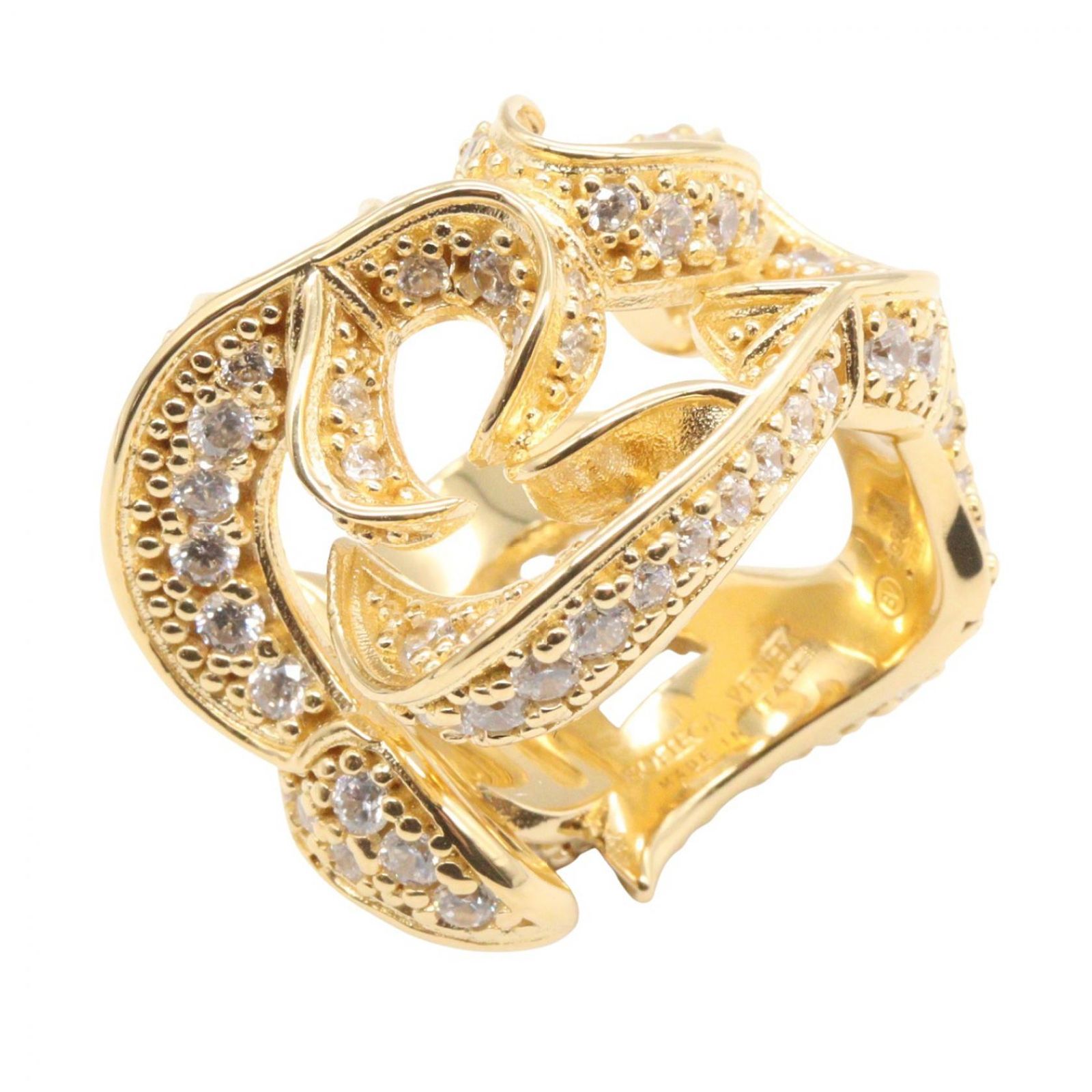 ボッテガヴェネタ BOTTEGA VENETA リング・指輪 Bottega Veneta CZ スターリングシルバー リング #9 シルバー925 ダイヤ リング レディース Used A