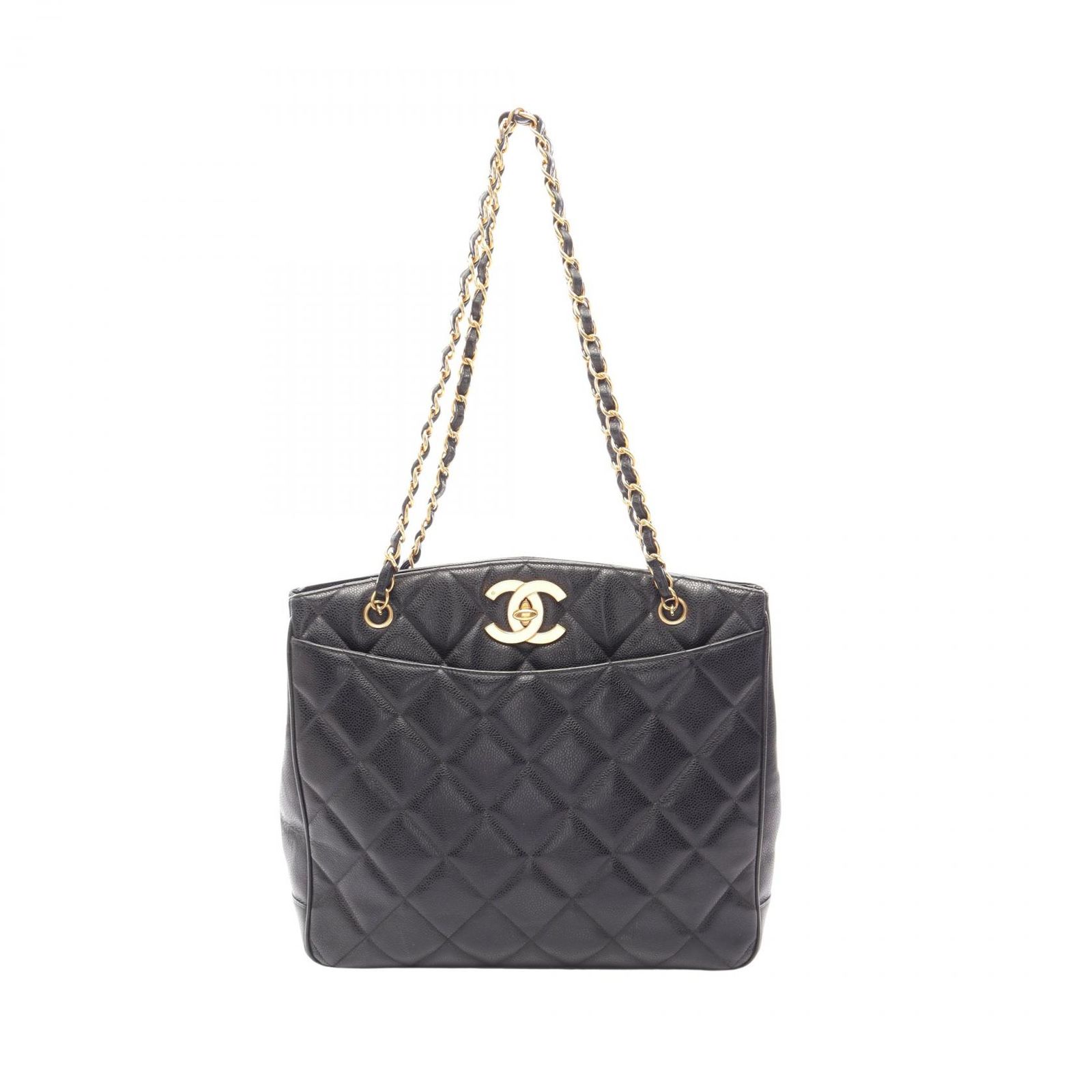 シャネル CHANEL トートバッグ マトラッセ ブラック キャビアスキン(グレインドカーフ) マトラッセ チェーントート レディース Used B